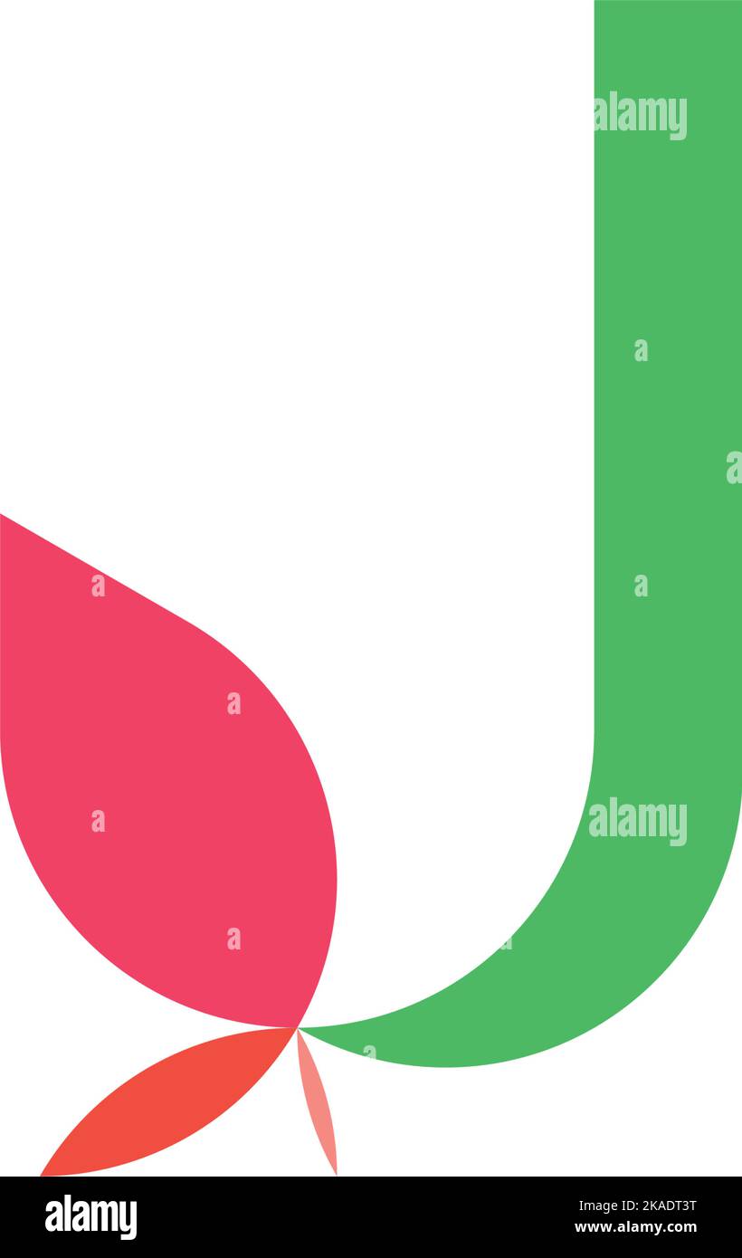 fleur plante lettre j logo icône conception vectorielle Illustration de Vecteur