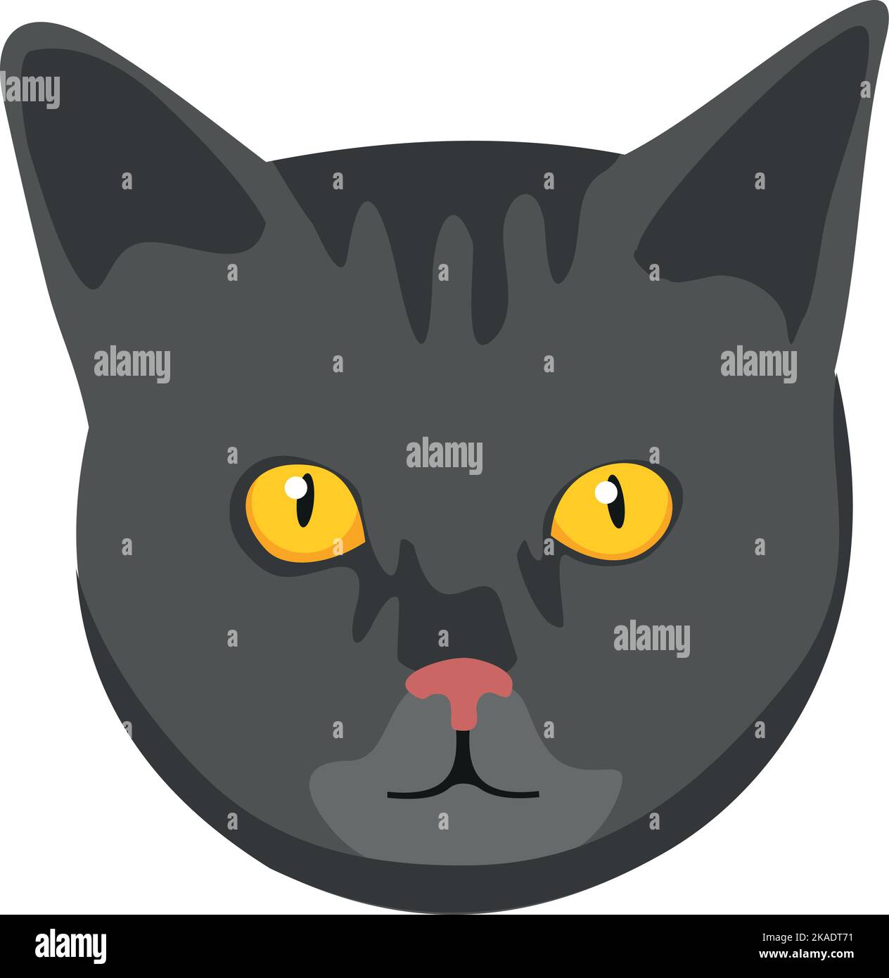 Tête de chat noire. Visage de chaton. Icône PET Illustration de Vecteur