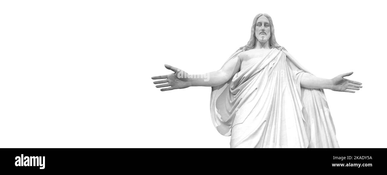 Statue de Jésus sur fond blanc Banque D'Images