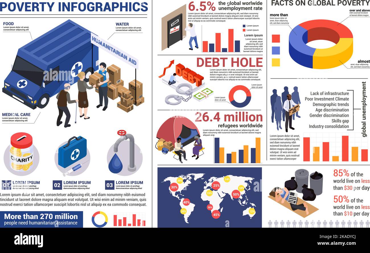 Debt Hole Infographie isométrique Illustration de Vecteur