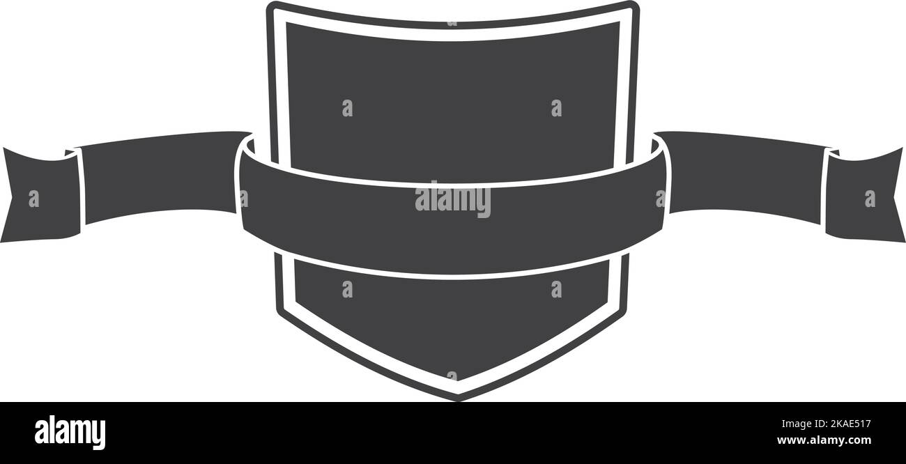 Modèle de badge de bouclier noir. Étiquette de forme de ruban Illustration de Vecteur