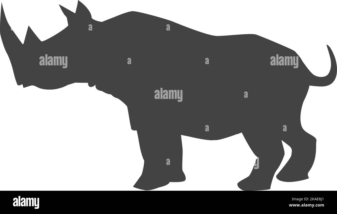Icône noire rhinoceros. Silhouette africaine d'animal sauvage Illustration de Vecteur