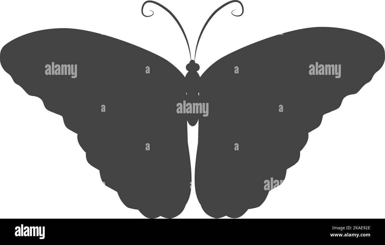 Icône de papillon noir. Symbole insecte volant. Animal d'été Illustration de Vecteur