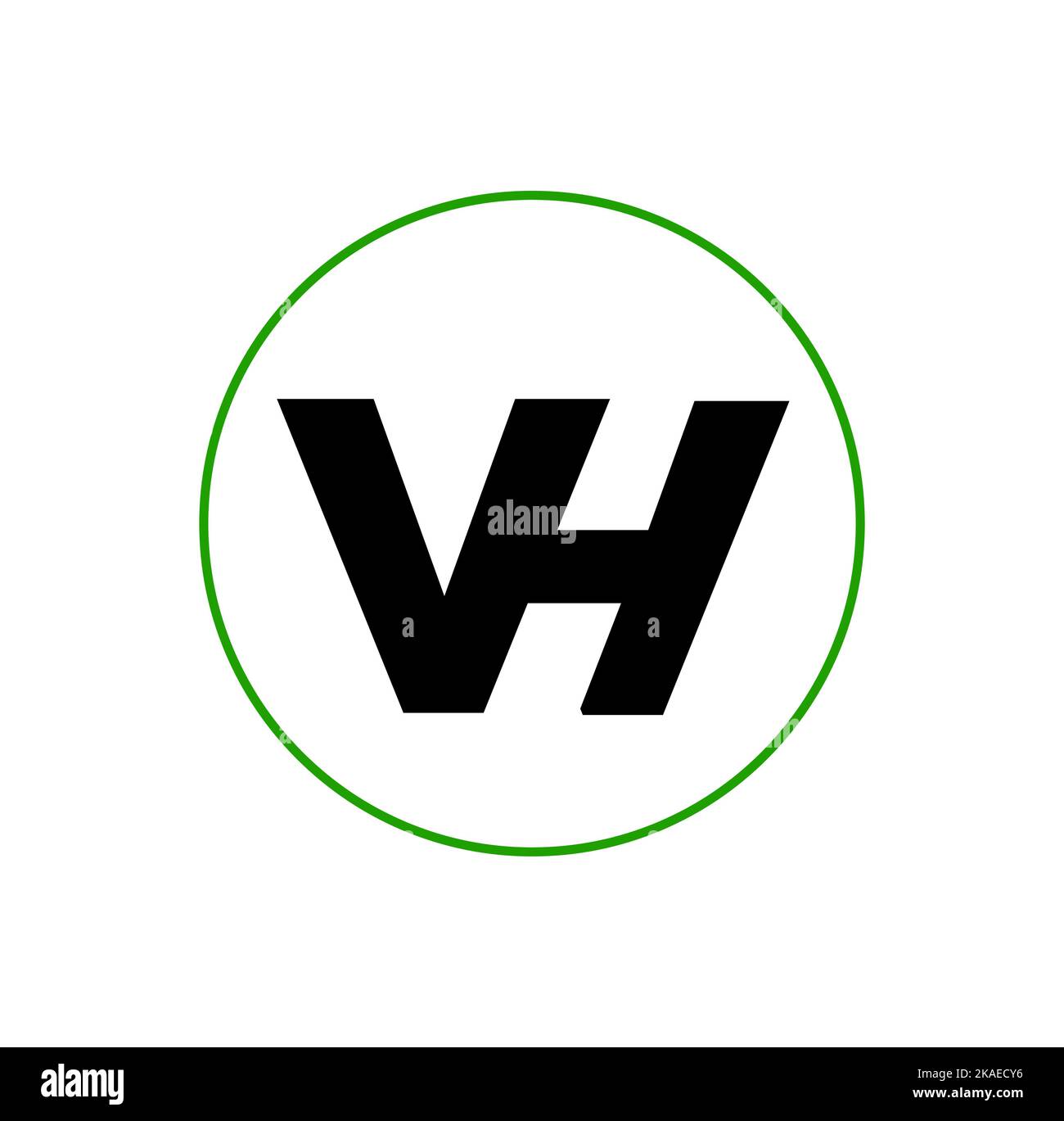 Un dessin vectoriel de V, et H moderne et ogo alphabet dans un cercle vert isolé sur un fond blanc Illustration de Vecteur