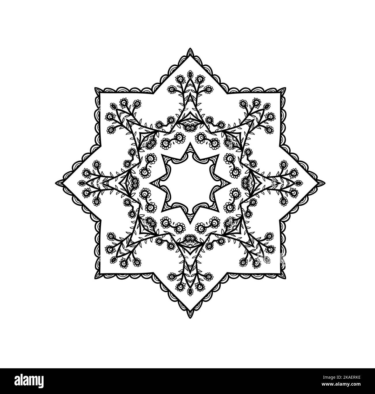 Ornement noir blanc carte avec mandala. Elément de cercle géométrique créé dans le vecteur. Banque D'Images