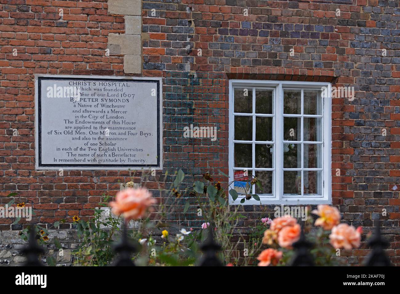 Panneau d'information, Christ´s Hospital, Winchester, Hampshire, Angleterre, Grande-Bretagne Banque D'Images