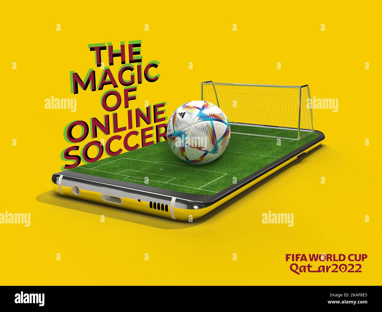 Coupe du monde de la FIFA 2022 football mobile. Match de sport mobile. Jeu  de football en ligne avec application mobile en direct. 3d illustration du  rendu Photo Stock - Alamy