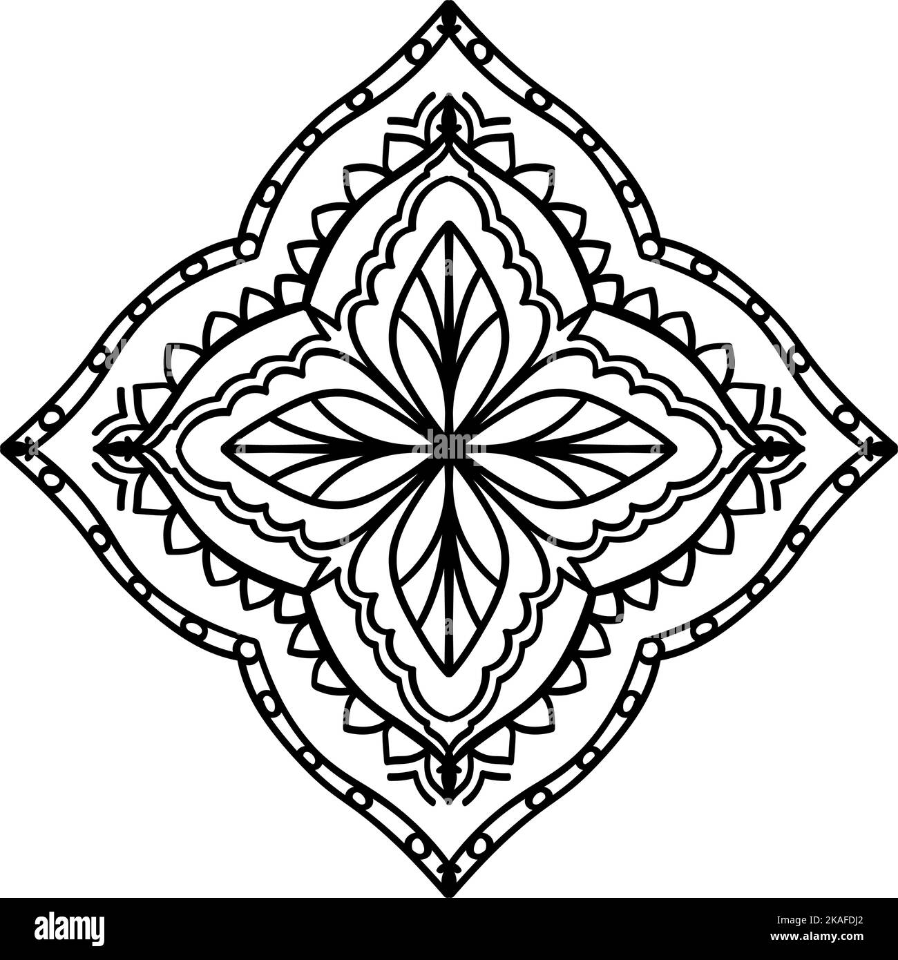 Arrière-plan ornemental avec motif traditionnel. Décoration ethnique. Design pour tapis, tapis de yoga, textile, carte de vœux, bannière. Page de livre de coloriage. Illustration de Vecteur