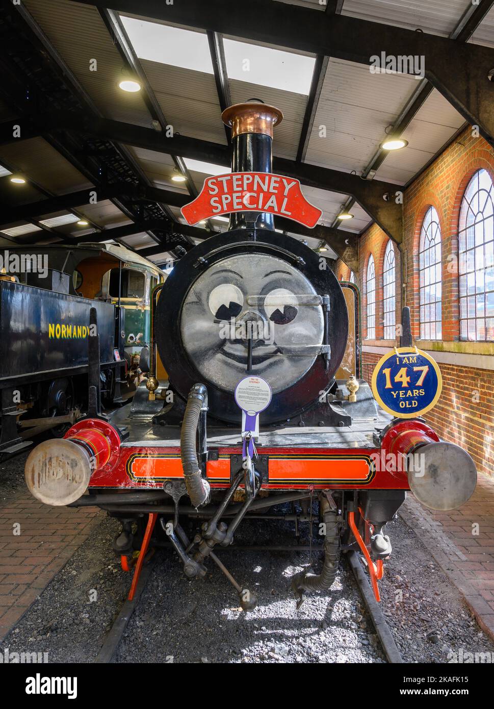 Le Loco vapeur de 147 ans (2022) Stepney exposé à Steamworks! Exposition à Sheffield Park, Bluebell Railway. East Sussex, Angleterre. Banque D'Images