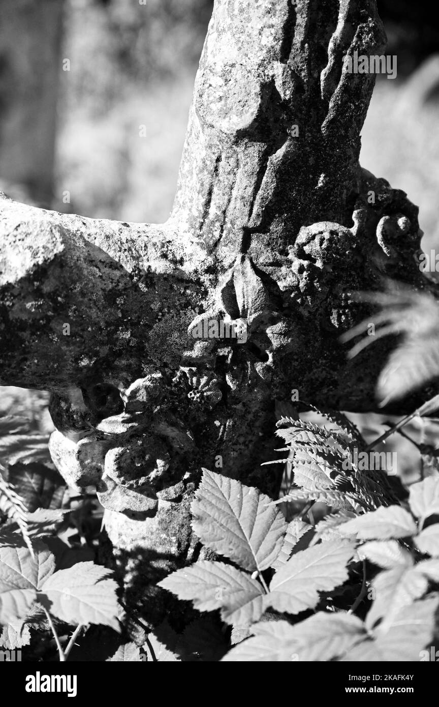 Croix de pierre d'époque au vieux cimetière Banque D'Images Croix de pierre d'époque au vieux cimetière Banque D'Images