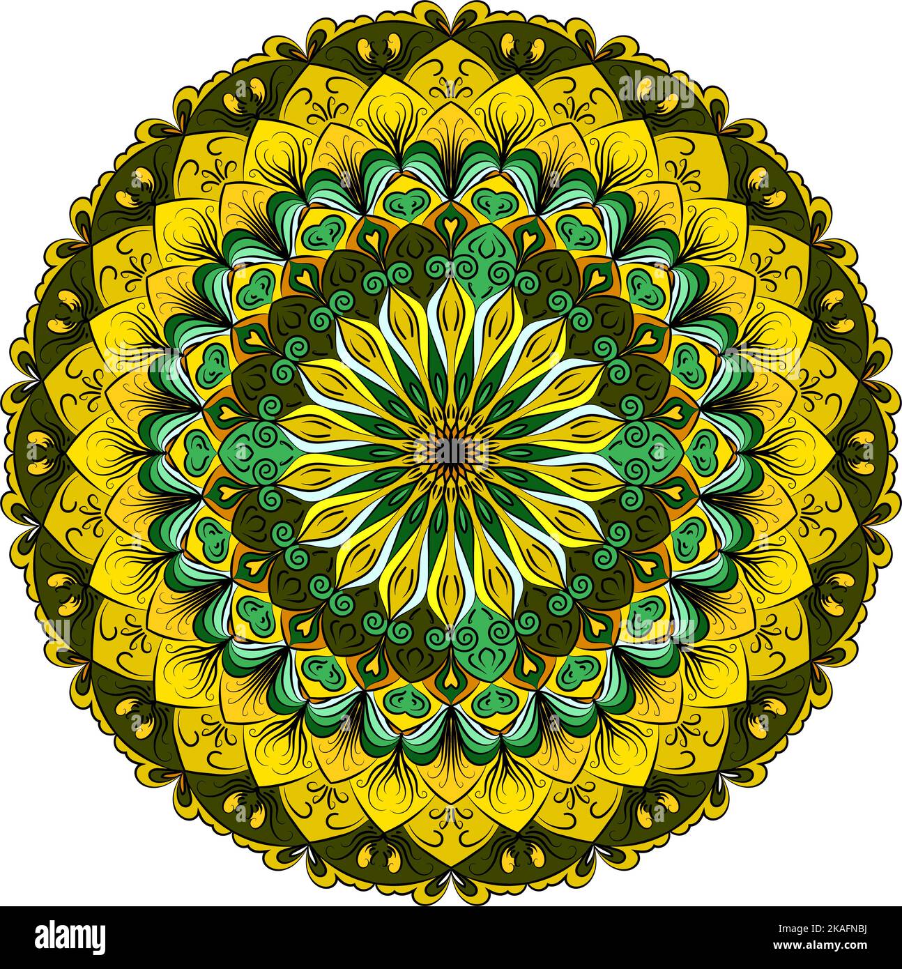 Lacy Mandala coloré. Répétition arrondie. Élément décoratif vintage. Motif oriental, illustration vectorielle. Arabe, motifs ethniques indiens. Illustration de Vecteur