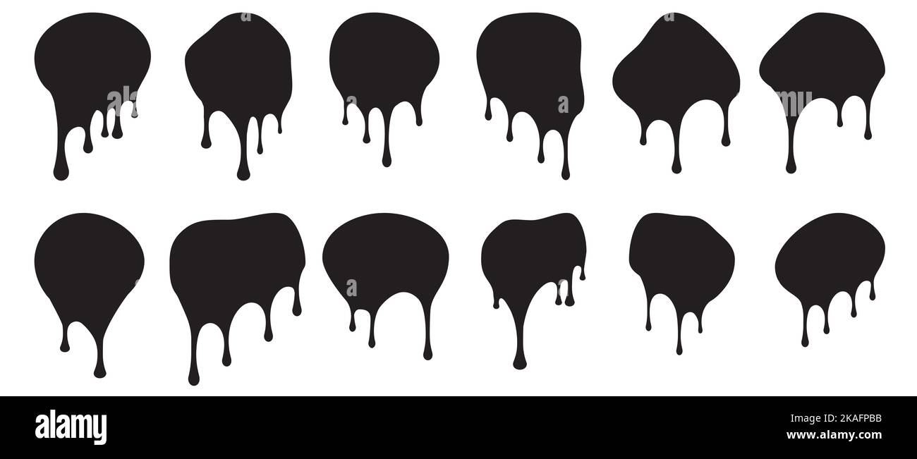 Jeu de dix décors noirs avec gouttes de peinture. Illustration vectorielle pour votre conception. Banque D'Images