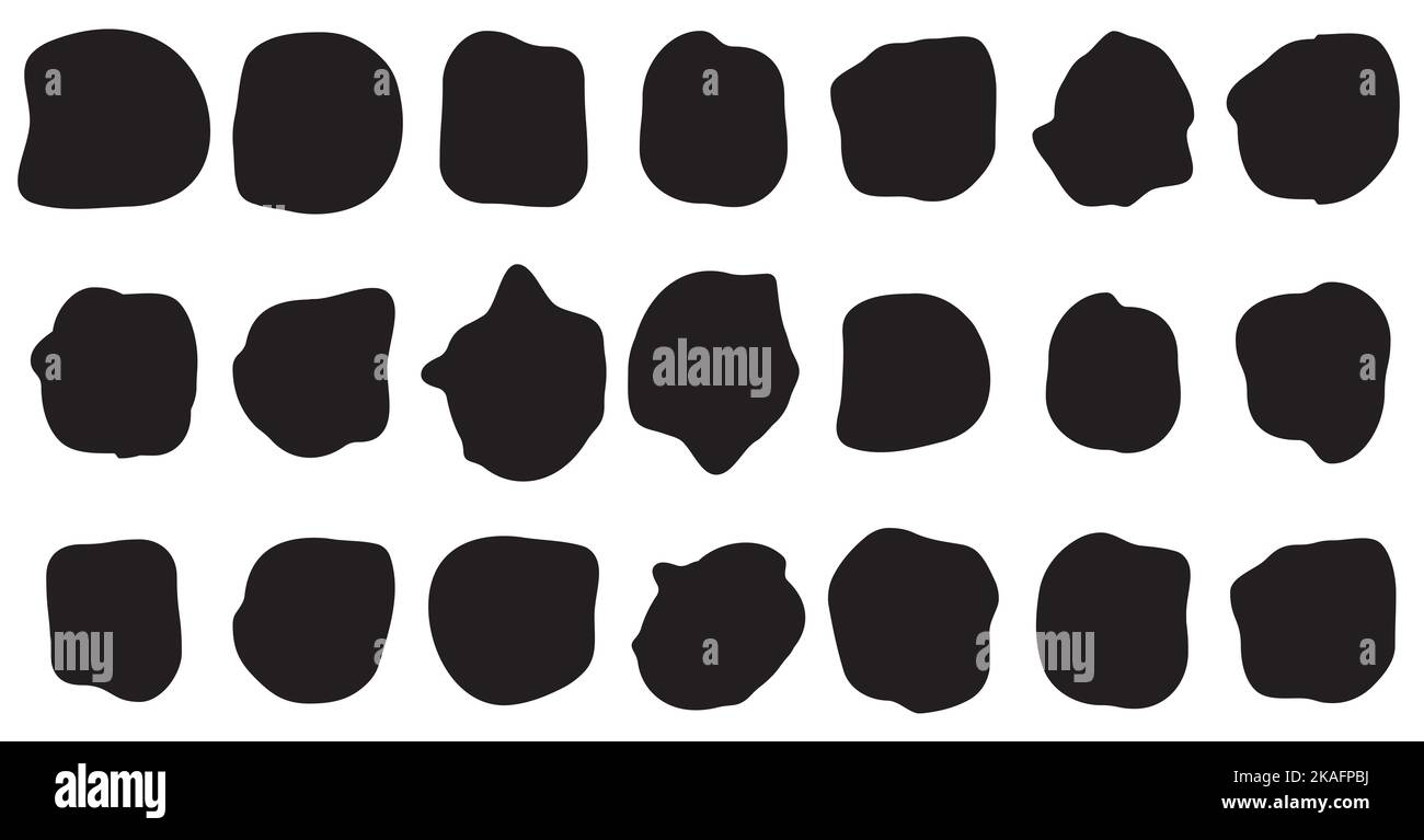 Ensemble de formes de blob. Collection de taches vectorielles abstraites pour votre conception. Différentes gouttes dans un style moderne. Banque D'Images