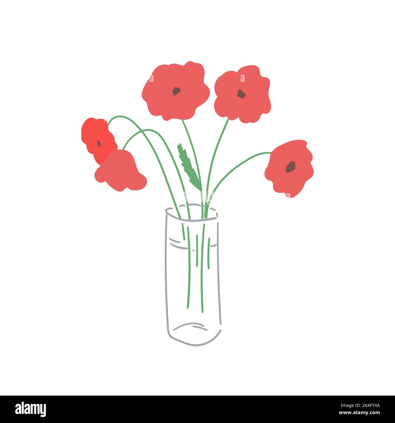 Bouquet de fleurs de pavot rouge. Illustration vectorielle. Élément de conception botanique. Illustration de Vecteur