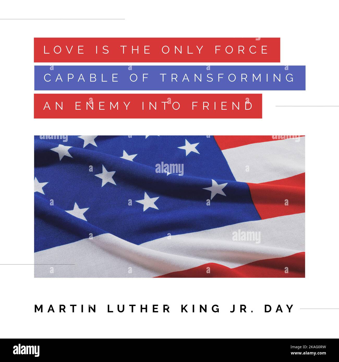 Composition de la citation de martin luther King sur le drapeau des états-unis Banque D'Images