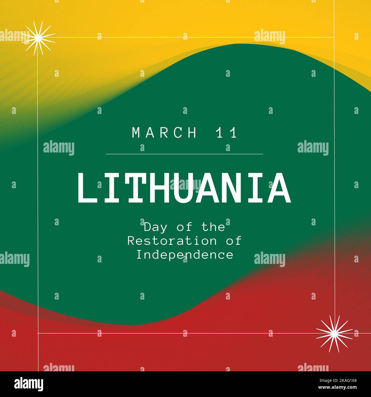 Composition du texte du jour de l'indépendance de la lituanie sur fond jaune, rouge et vert Banque D'Images