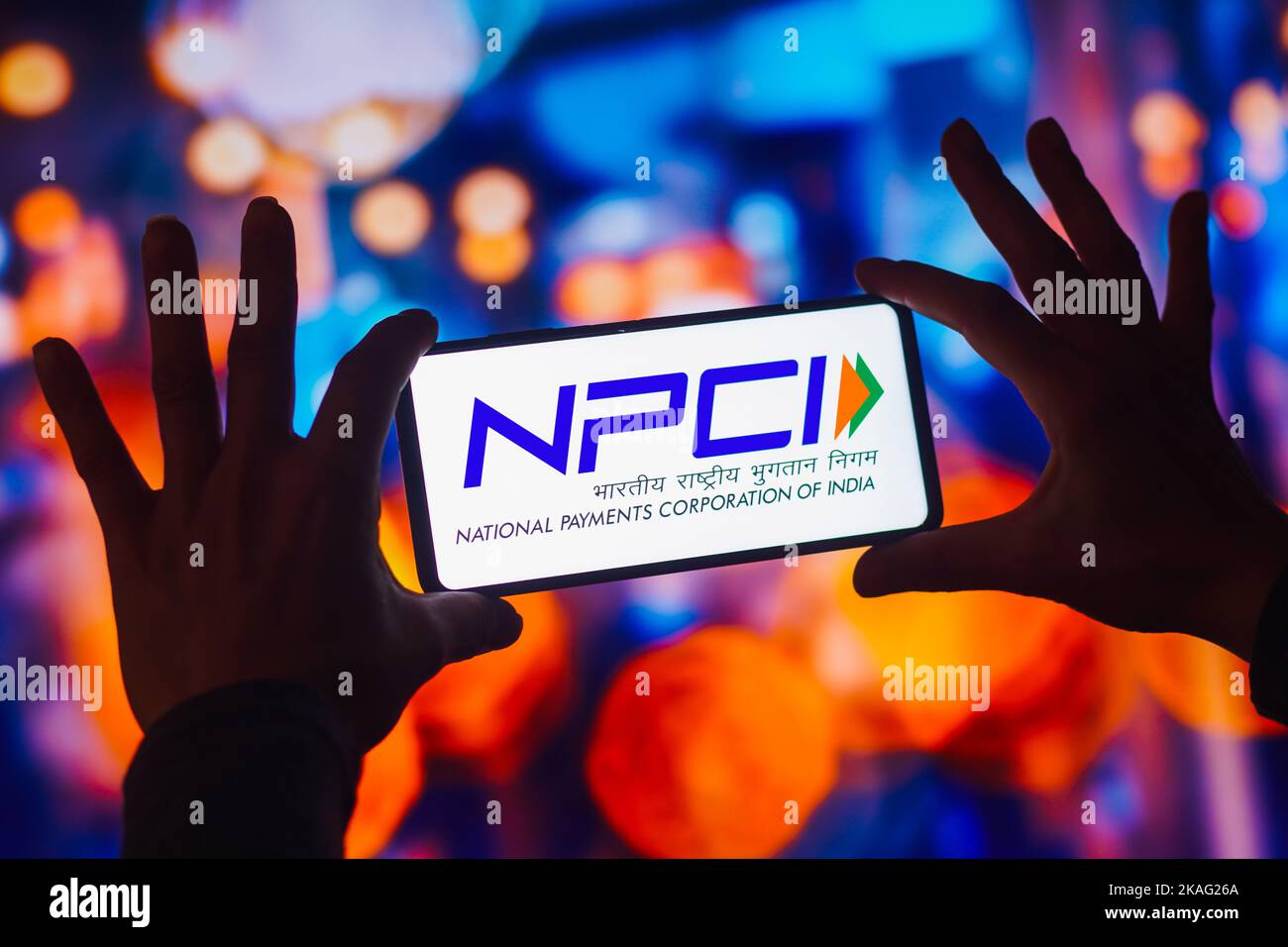 Dans cette illustration, le logo de la National Payments Corporation of India (NPCI) s'affiche sur l'écran d'un smartphone. Banque D'Images