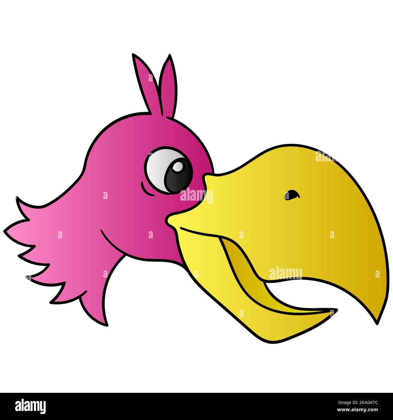 Un adorable personnage de dessin animé d'un oiseau avec un grand bec isolé sur un fond blanc Illustration de Vecteur