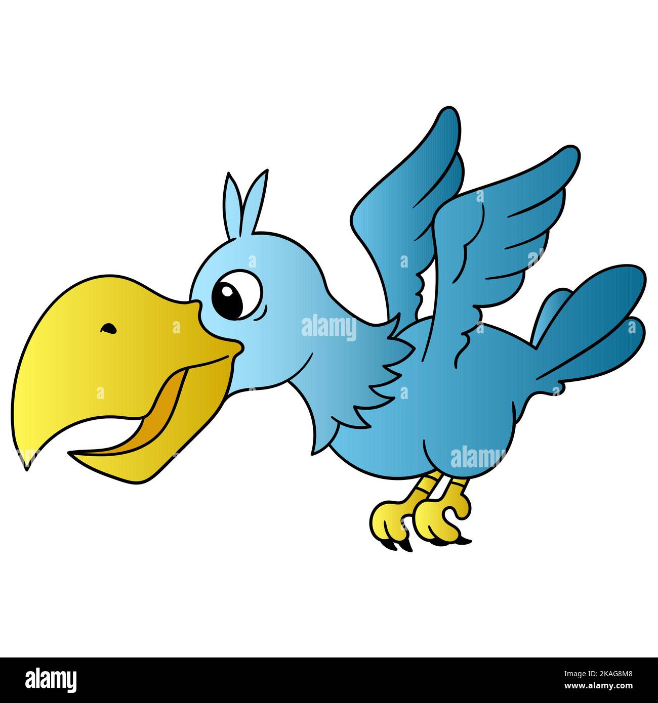 Un adorable personnage de dessin animé d'un oiseau avec un grand bec isolé sur un fond blanc Illustration de Vecteur