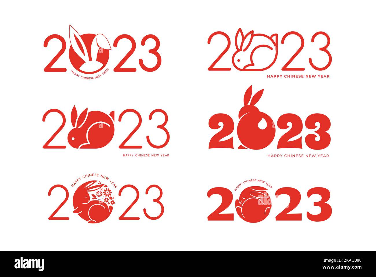 Nouvel an chinois 2023 - année du lapin - symbole du zodiaque chinois, concept du nouvel an lunaire, conception moderne d'arrière-plan Illustration de Vecteur