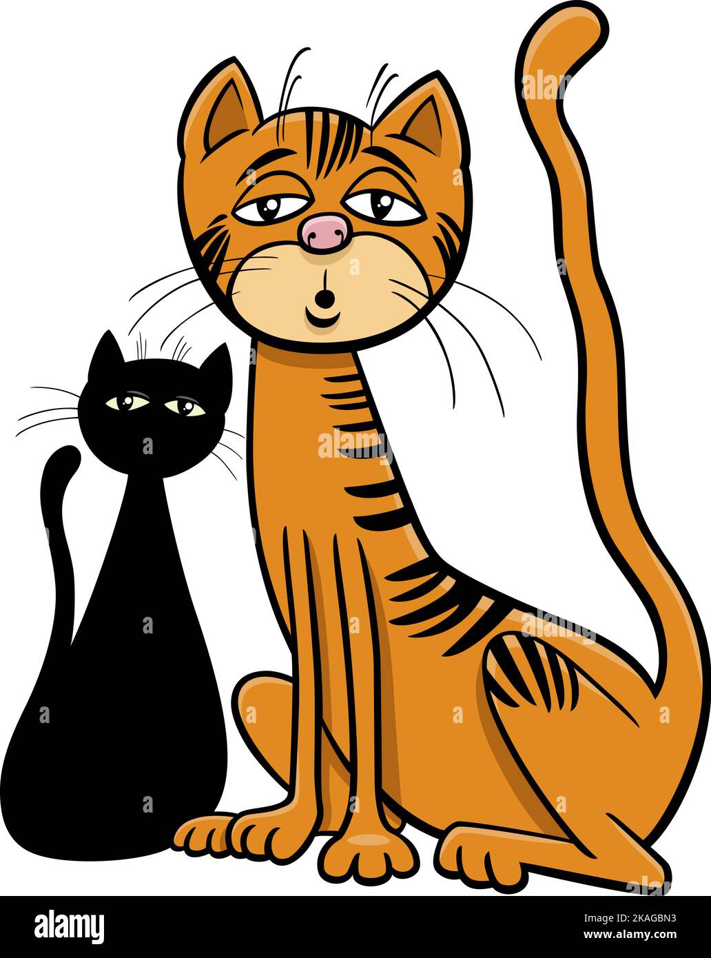 Illustration de dessin animé de drôle surpris ou endormi chat personnage de bande dessinée Illustration de Vecteur