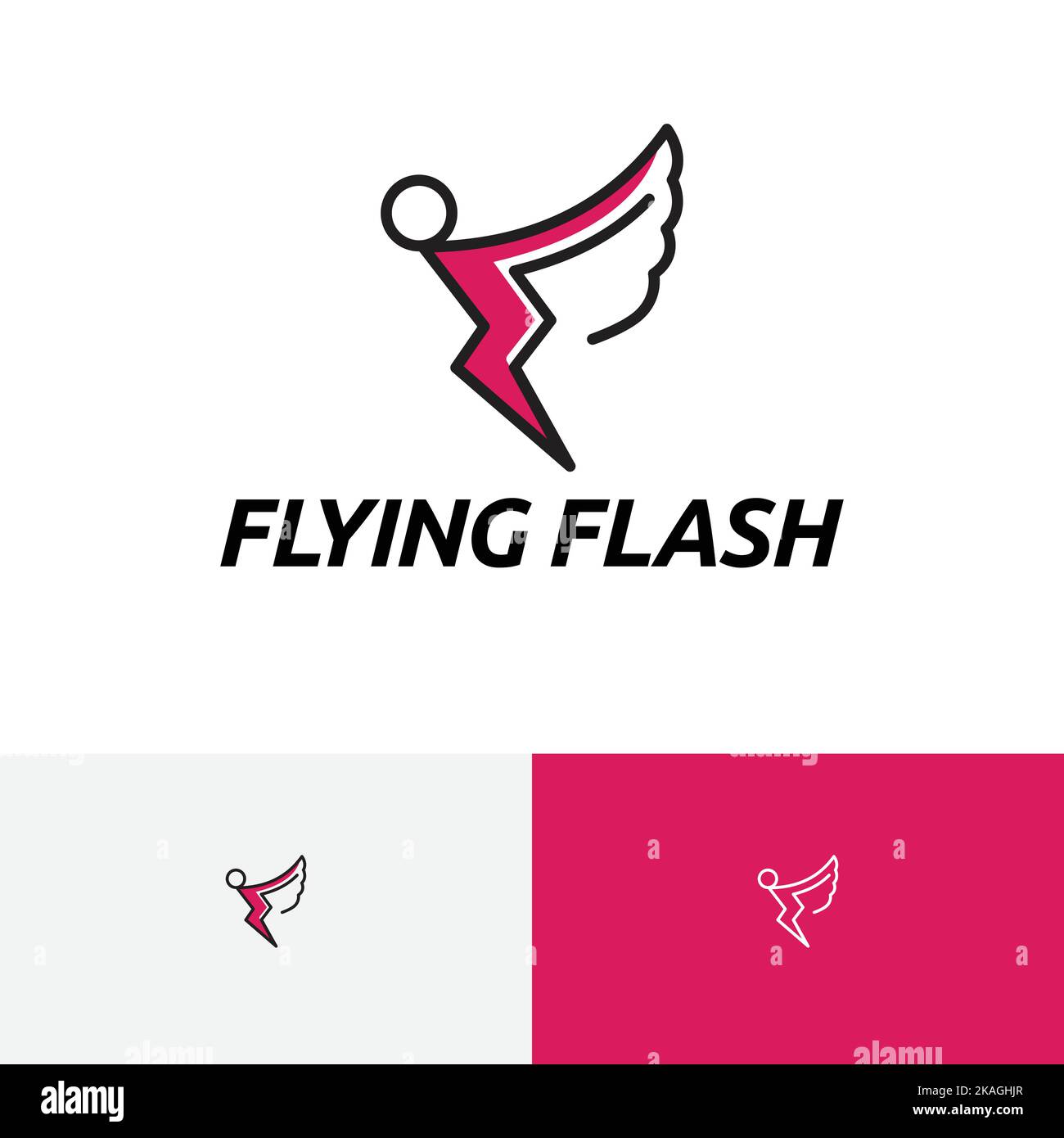 Logo Flying Flash Angel Wing Thunder Power Energy Illustration de Vecteur