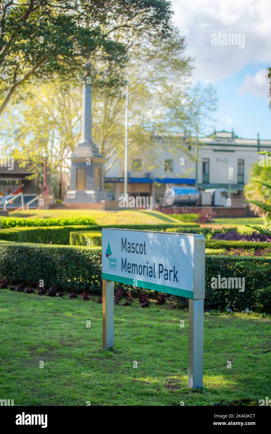 Mascot Memorial Park, Mascot, Sydney, Australie au petit feu Banque D'Images