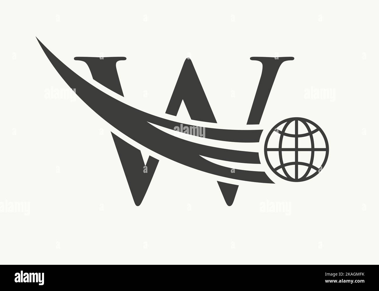 Concept de logo Letter W World avec modèle vectoriel d'icône globale mobile Illustration de Vecteur