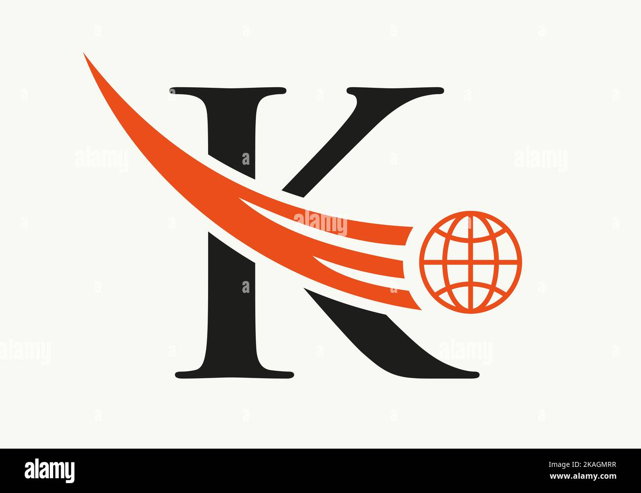 Concept de logo Letter K World avec modèle vectoriel d'icône globale mobile Illustration de Vecteur