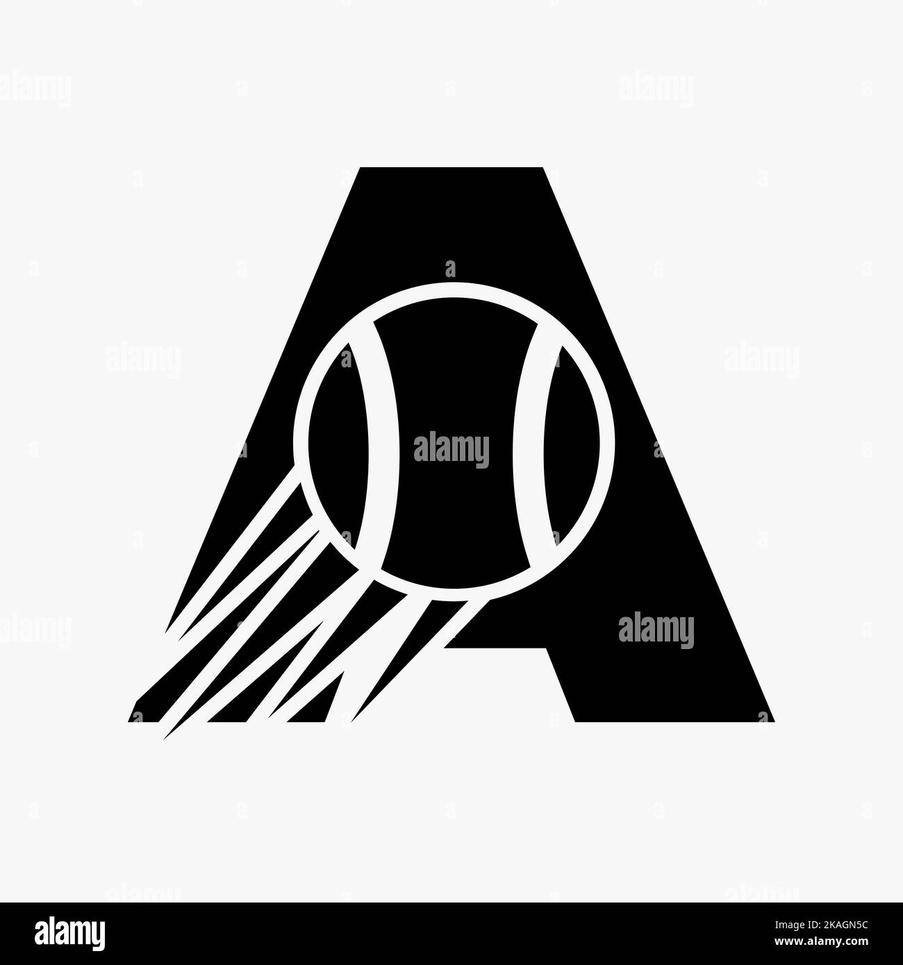 Concept de logo Letter A tennis avec icône Moving tennis ball. Logotype sportif de tennis modèle vectoriel de symbole Illustration de Vecteur