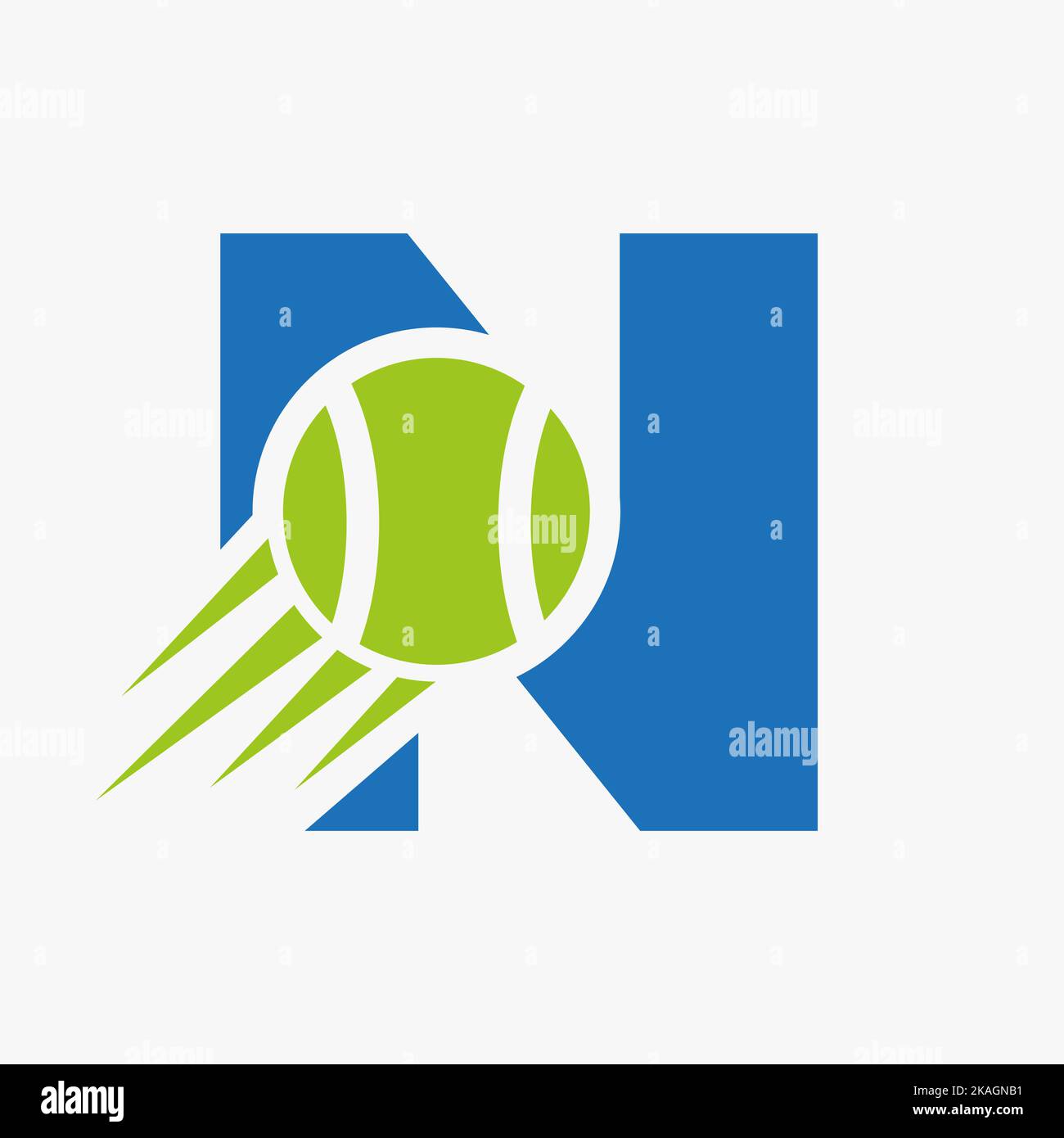 Logo de tennis Letter N avec icône de balle de tennis en mouvement. Logotype sportif de tennis modèle vectoriel de symbole Illustration de Vecteur