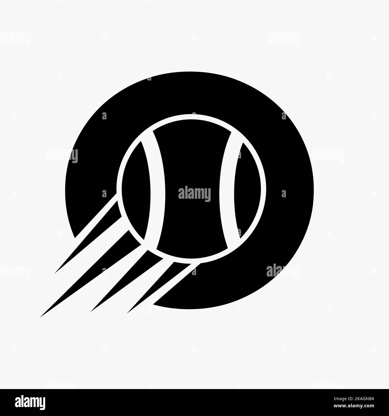 Concept de logo de tennis Letter O avec icône de balle de tennis en mouvement. Logotype sportif de tennis modèle vectoriel de symbole Illustration de Vecteur