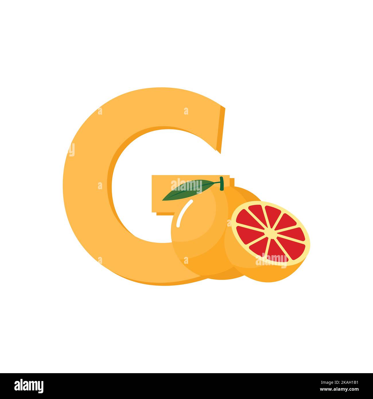 Lettre G Alphabet fruits pamplemousse, clip Art Vector, Illustration isolée sur fond blanc Illustration de Vecteur