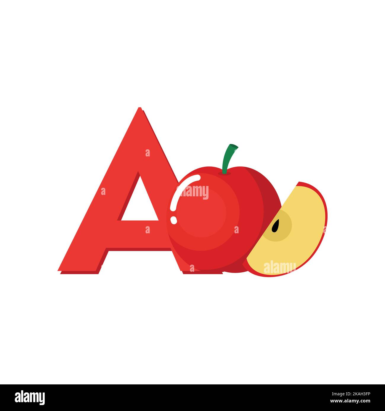 Alphabet fruits Apple, clip Art Vector, Illustration pour les enfants, lettre A. Illustration de Vecteur
