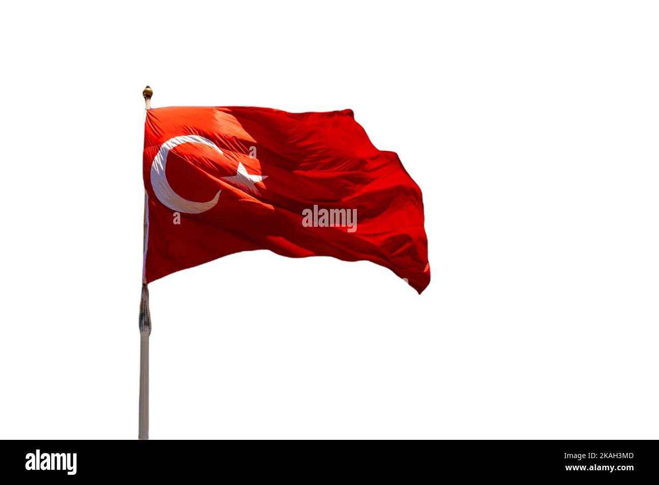 Drapeaux turcs isolés sur fond blanc avec étoile et croissant Banque D'Images