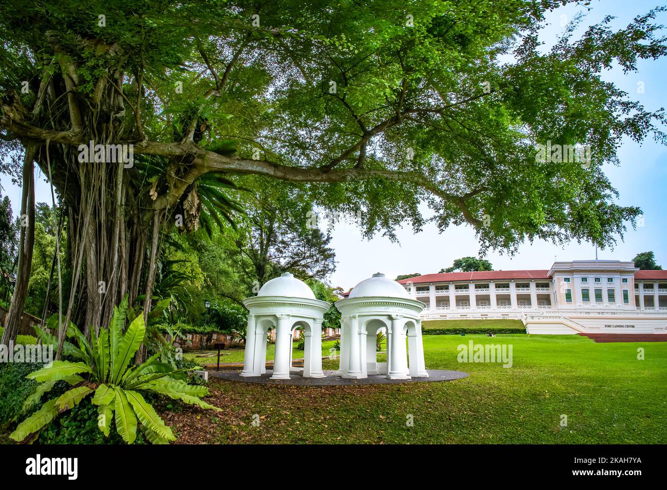 Les coupoles - architecture coloniale à fort Canning Park. Ce parc est un site emblématique situé au sommet d'une colline à Singapour. Banque D'Images