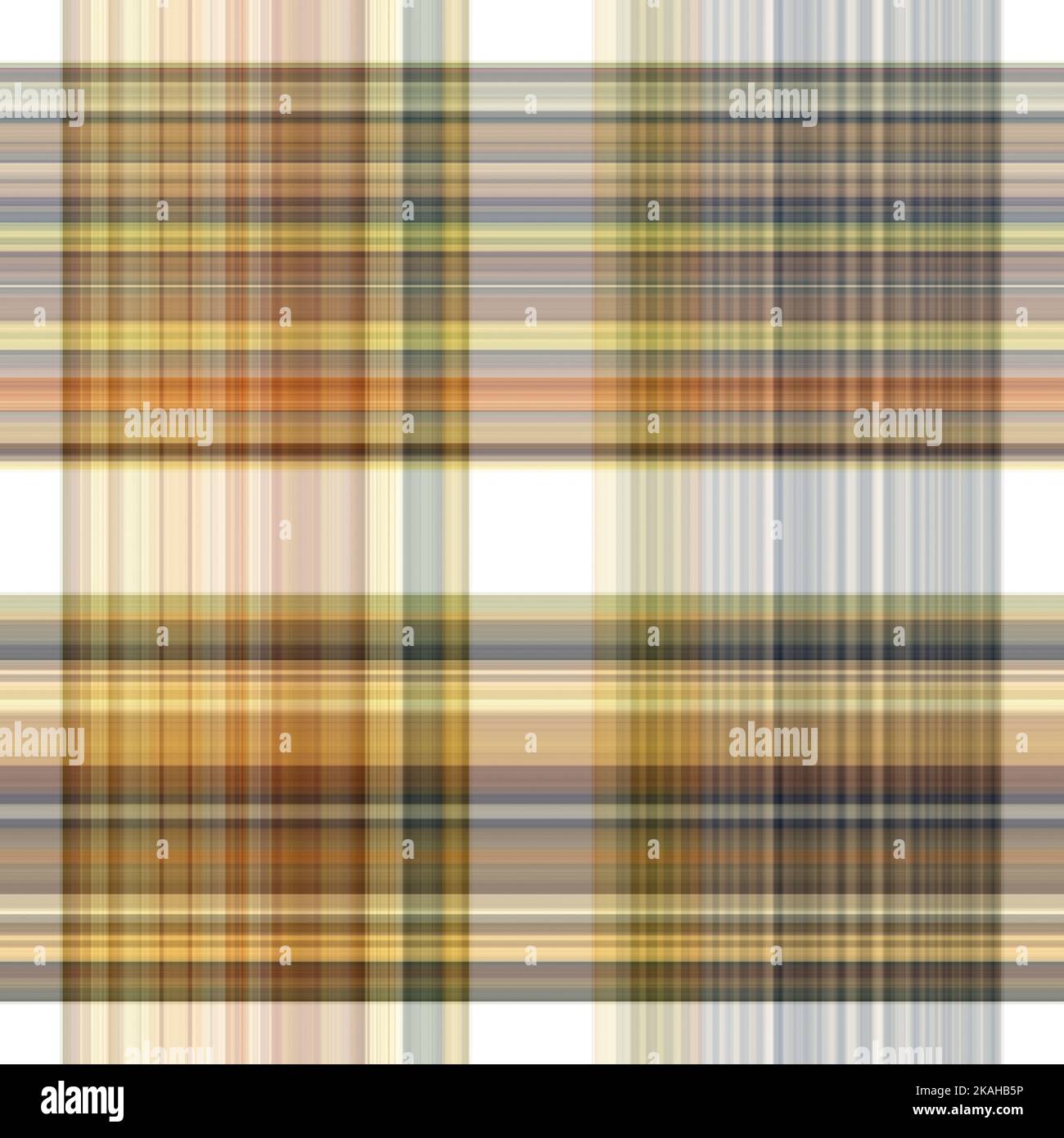 Tissu écossais blanc forêt à motif sans couture. Motif écossais de forêt automnale ton sur ton avec texture organique. Arrière-plan de bande orange pour papier peint rugueux. Banque D'Images