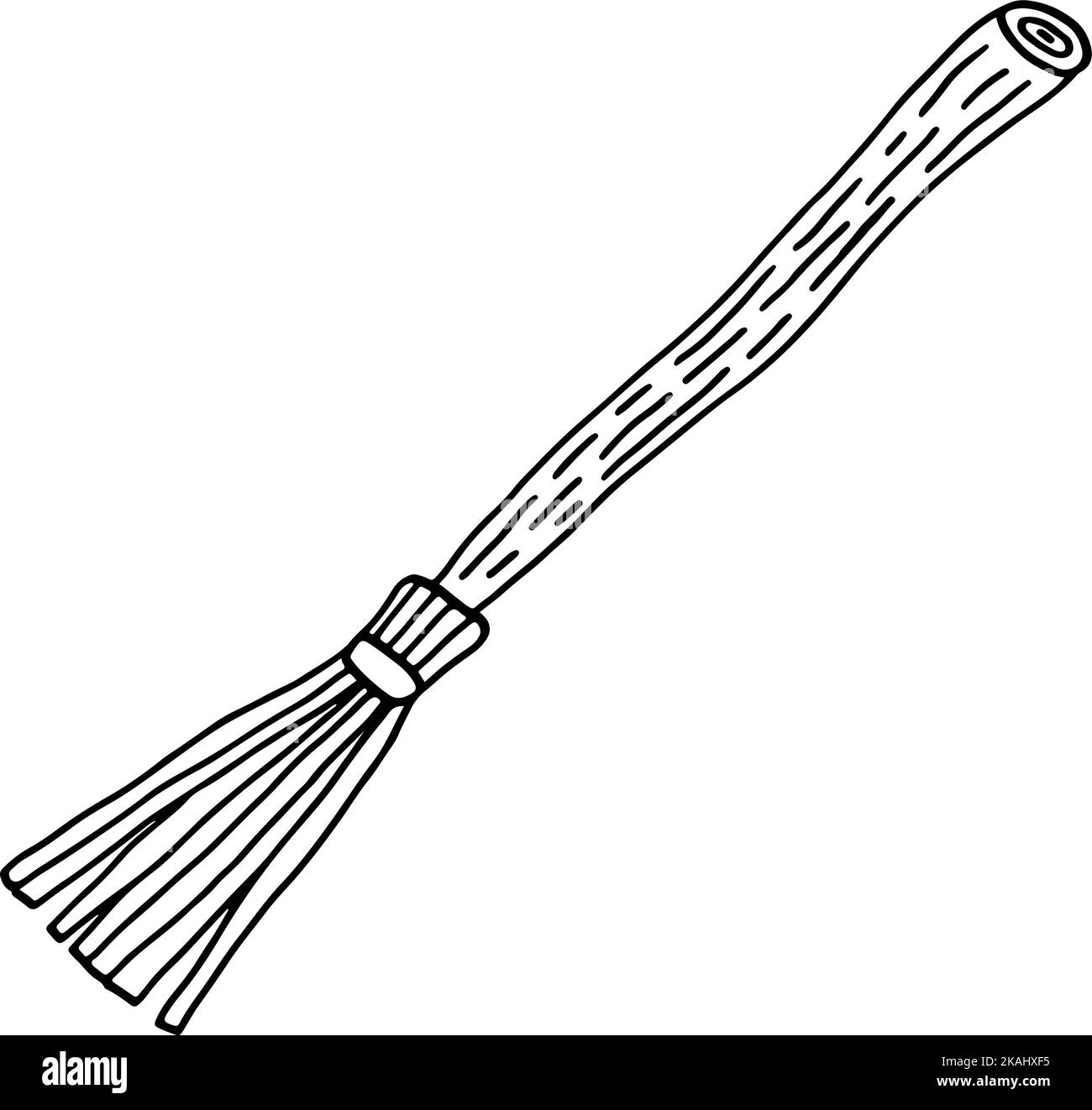 Balai simple. Autocollant Halloween Doodle mignon. Coloriage de la ...