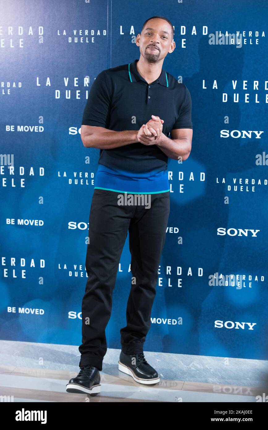 Will Smith à la présentation du film « COMMOTION cérébrale » à Madrid sur 27 janvier 2016 (photo de Gabriel Maseda/NurPhoto) Banque D'Images