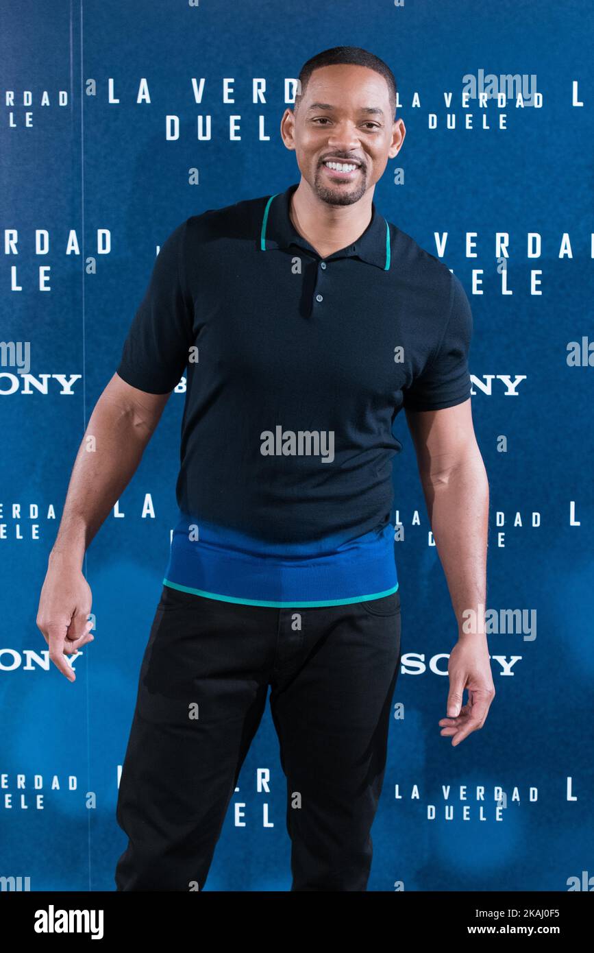 Will Smith à la présentation du film « COMMOTION cérébrale » à Madrid sur 27 janvier 2016 (photo de Gabriel Maseda/NurPhoto) Banque D'Images