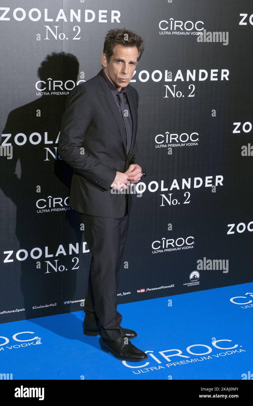 Ben Stiller assiste à la projection par les fans de Madrid du film de Paramount Pictures 'Zoolander No 2' au Théâtre du Capitole sur 1 février 2016 à Madrid, Espagne. Banque D'Images