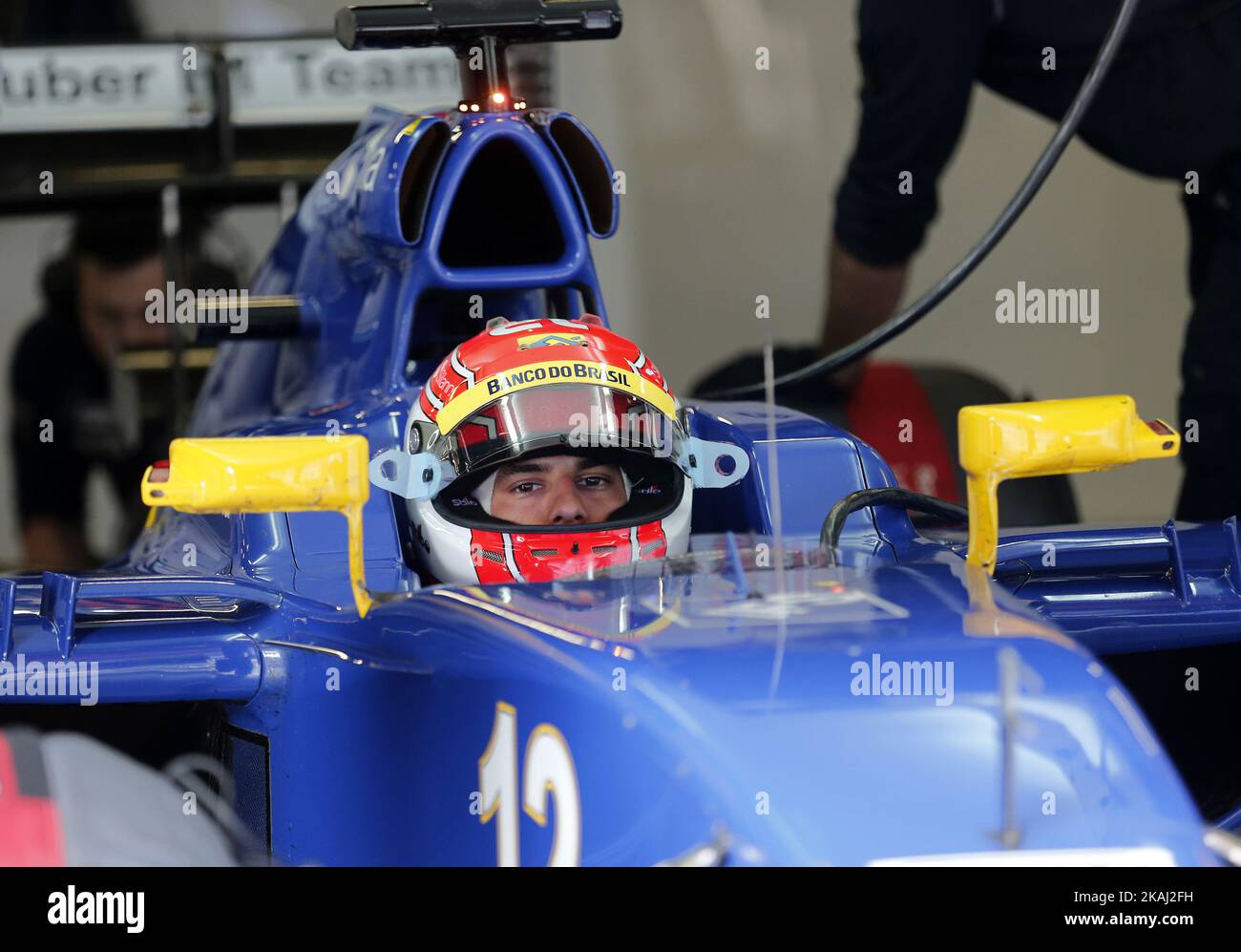 Felipe Nasr et Sauber pendant les essais sur le circuit Barcelone-Catalunya, le 25 février 2016. (Photo de Joan Valls/Urbanandsport/NurPhoto) *** Veuillez utiliser le crédit du champ de crédit *** Banque D'Images