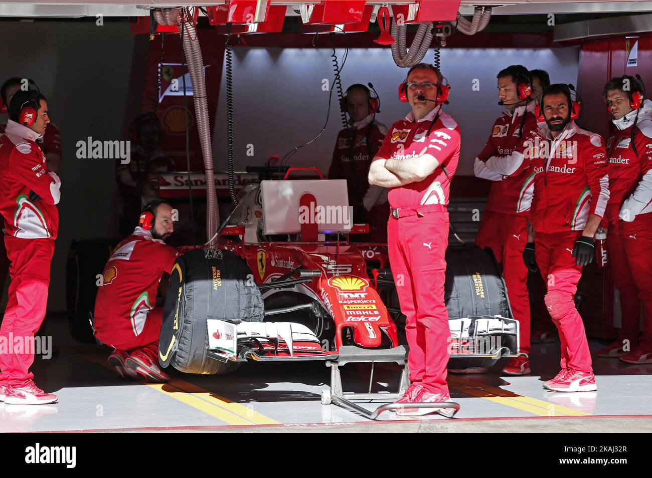 Sebastian Vettel et Ferrari lors des essais de F1 sur le circuit Barcelone-Catalunya, le 04 mars 2016. Banque D'Images