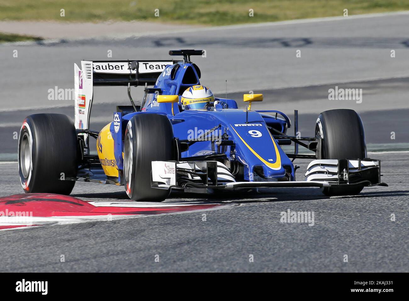 FMarcus Ericsson et Sauber lors des essais de F1 sur le circuit Barcelone-Catalunya, le 04 mars 2016. Banque D'Images