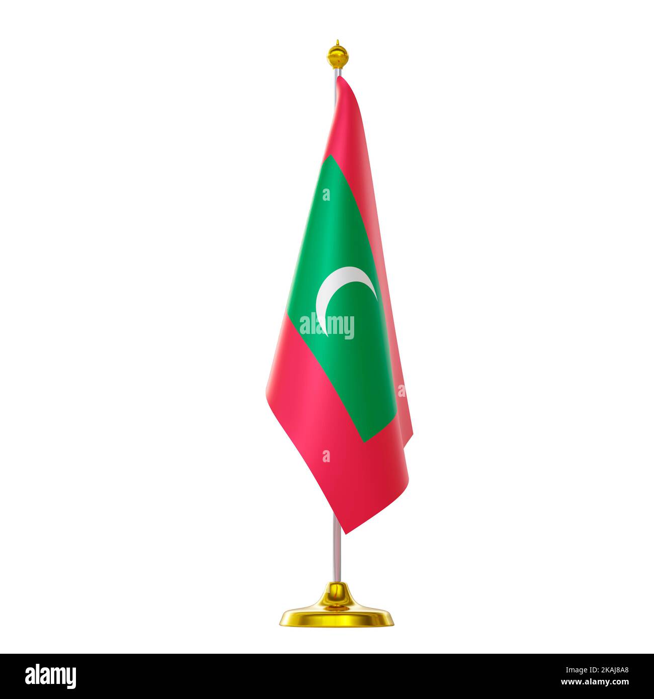 3D la restitution du drapeau sur le pôle pour les pays Maldives sommet et réunion politique. Banque D'Images