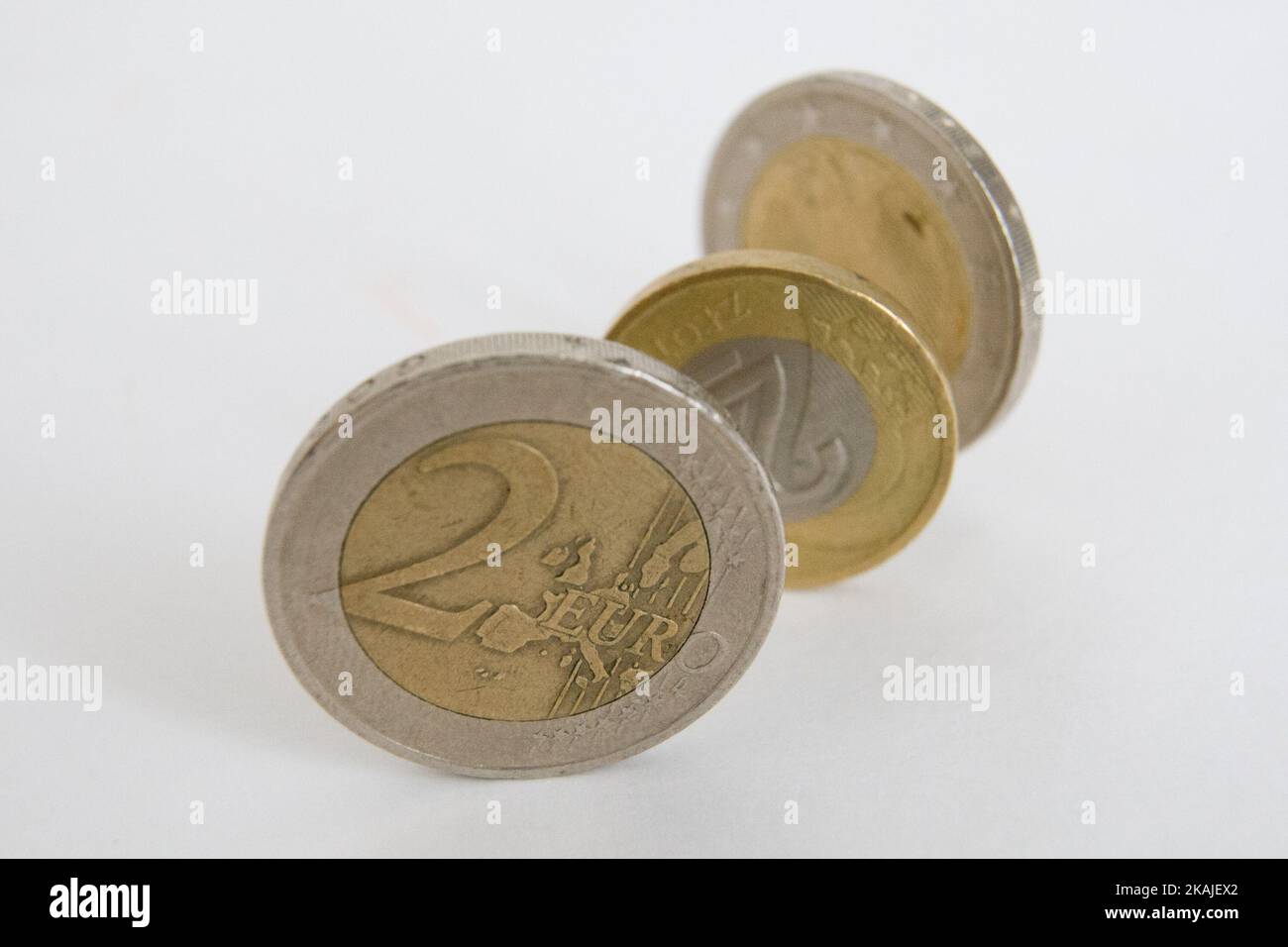 Bydgoszcz, Pologne - 31 juillet 2016. Le mot Dieu est gravé sur le côté d'une pièce de monnaie hollandaise Euro. (Photo de Jaap Arriens/NurPhoto) *** Veuillez utiliser le crédit du champ de crédit *** Banque D'Images