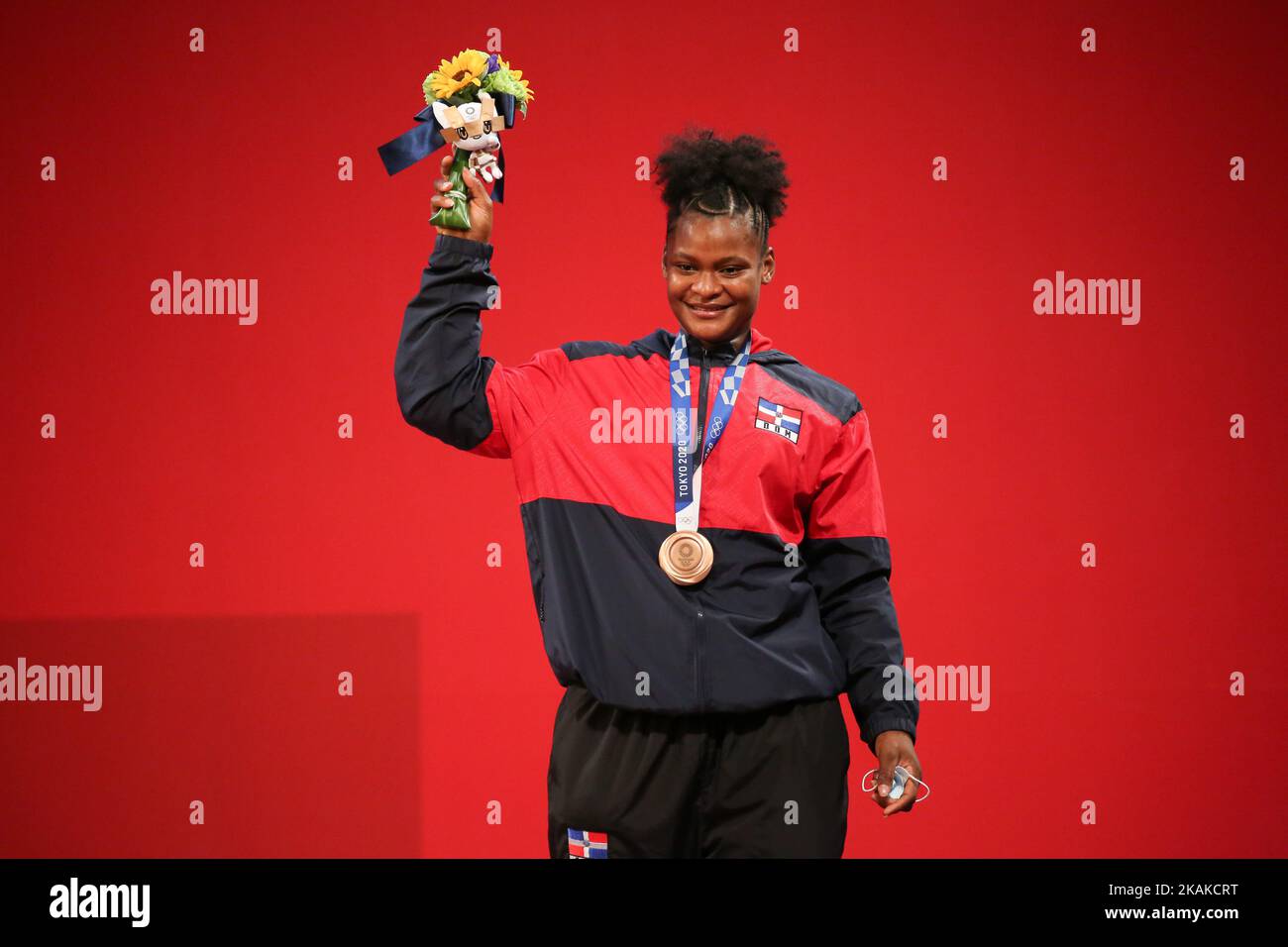 02 AOÛT 2021 - TOKYO, JAPON : Crismery SANTANA, de la République dominicaine, remporte la médaille de bronze dans la course de musculation des femmes 87kg aux Jeux Olympiques de Tokyo 2020 (photo de Mickael Chavet/RX) Banque D'Images