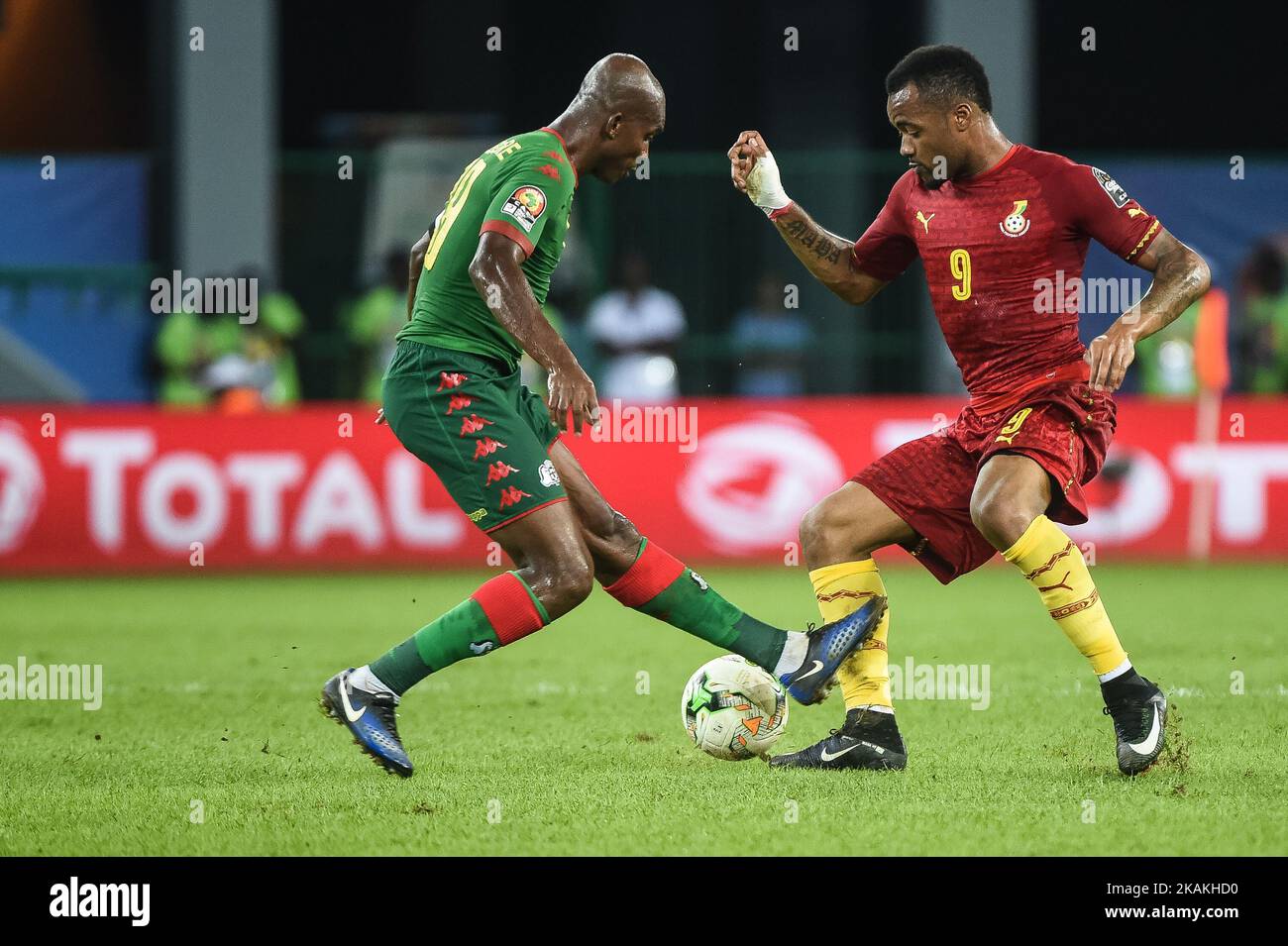 Jordan Pierre Ayew lors de la coupe d'Afrique des Nations 2017 3rd place match à Port Gentile, Gabon le 4/2/2017 (photo par Ulrik Pedersen/NurPhoto) *** Veuillez utiliser le crédit du champ de crédit *** Banque D'Images