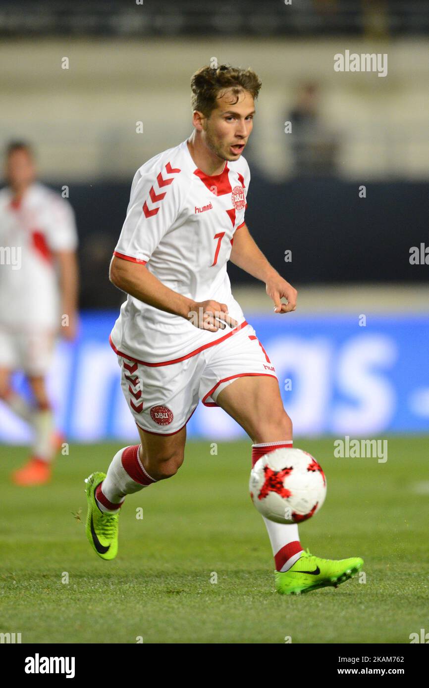 Hjulsager lors du match amical des équipes nationales U21 de l'Espagne contre le Danemark dans le stade Nueva Condomina, Murcia, ESPAGNE. Mars 23rd 2017 . (Photo de Jose Breton/Nurphoto) (photo de Jose Breton/Nurphoto) *** Veuillez utiliser le crédit du champ de crédit *** Banque D'Images