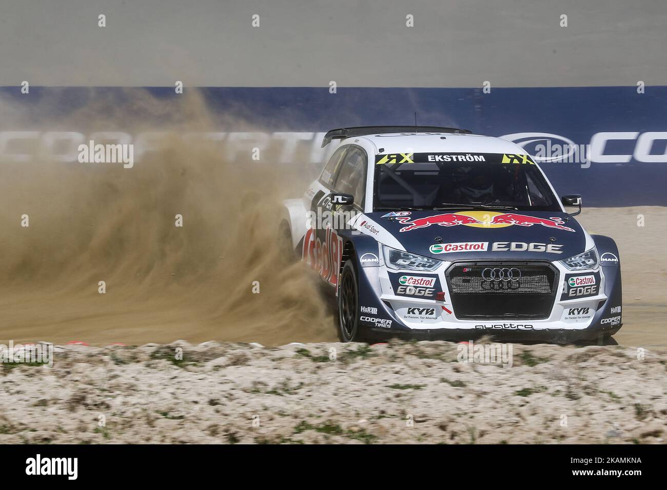 Mattias EKSTROM (SWE) dans Audi S1 de EKS en action pendant le RX mondial du Portugal 2017, au circuit international de Montalegre au Portugal sur 22 avril 2017. (Photo de Paulo Oliveira / DPI / NurPhoto) *** Veuillez utiliser le crédit du champ de crédit *** Banque D'Images